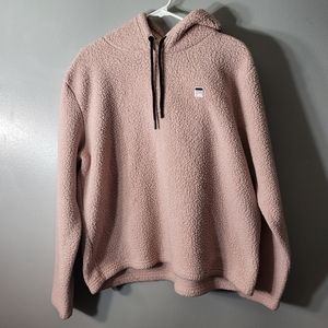 Fila Sherpa Crop Drawstring Hoodie Long-sleeve Hood Warm Athletic